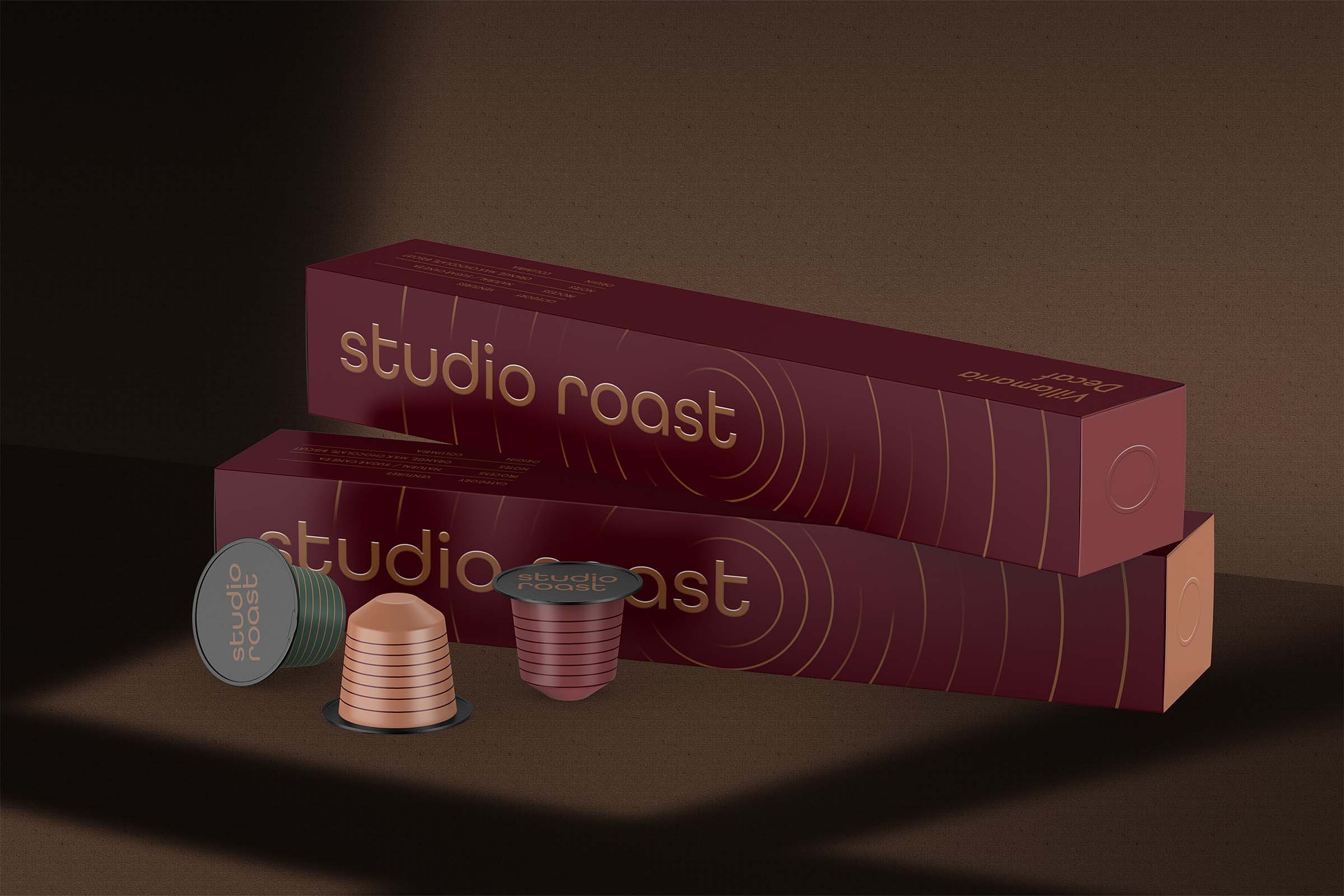 Studio Roast Coffee Capsule Box Mockup